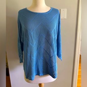 Dana Buchman NWT size XL Blue open weave 3/4 sleeve sweater